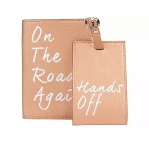 Understated Leather Vegan On The Road Again Passport Cover Luggage Tag Set Rose